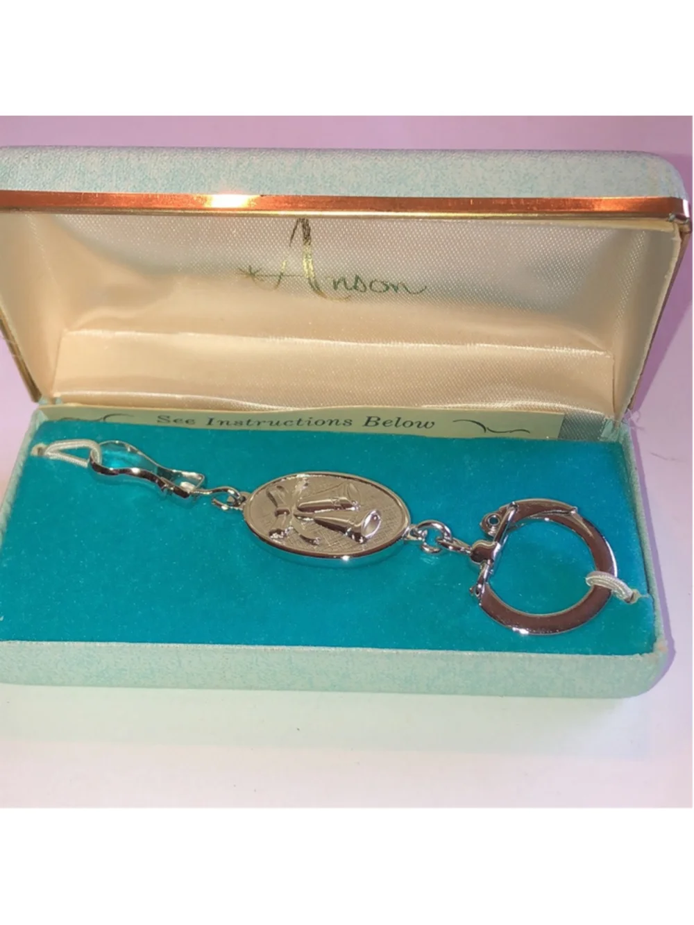 Anson Vintage New in Box Silver Tone Christmas Bells Key Holder